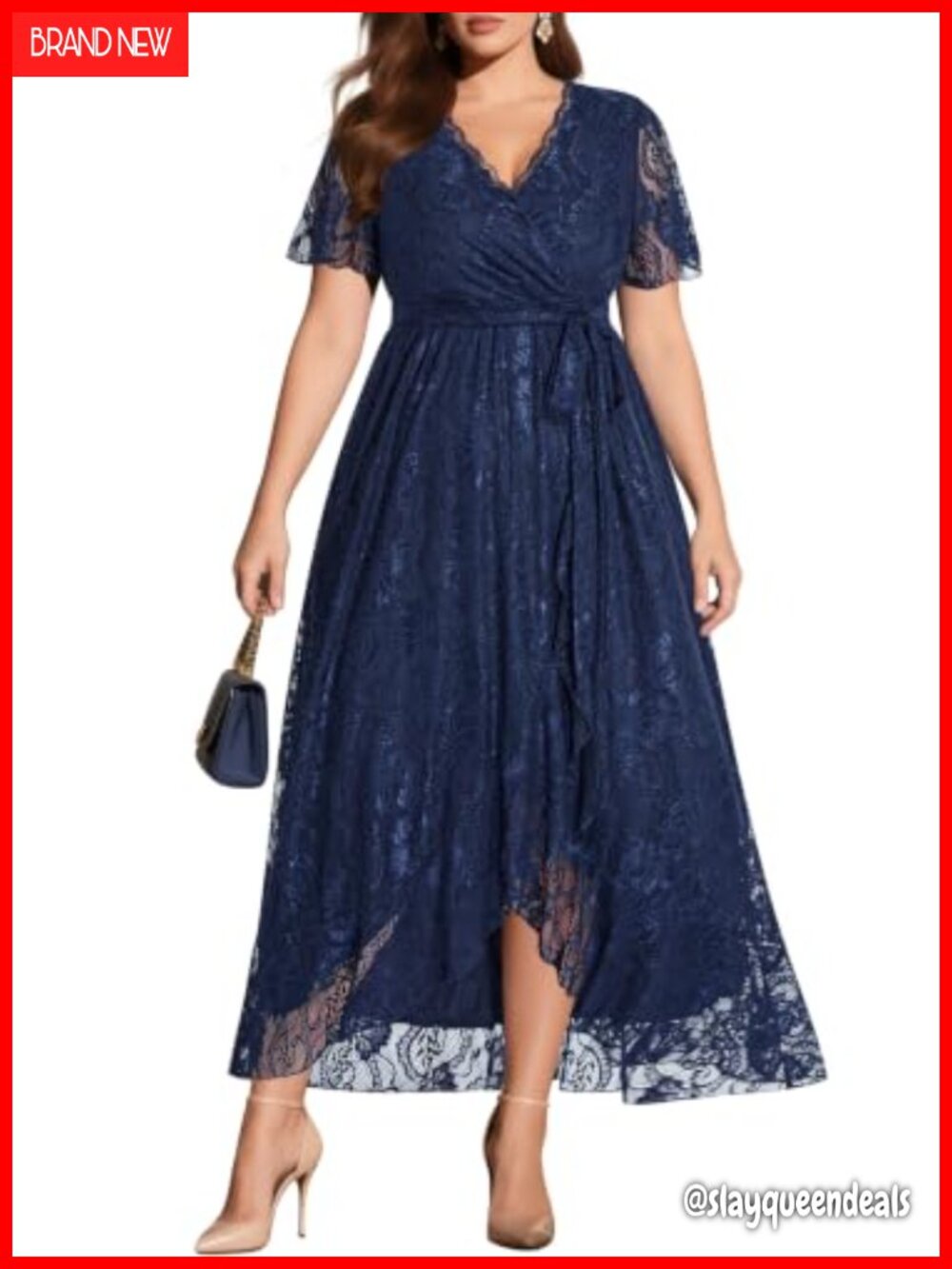 Plus Size Lace High Low Formal Wedding Guest Cocktail Dress